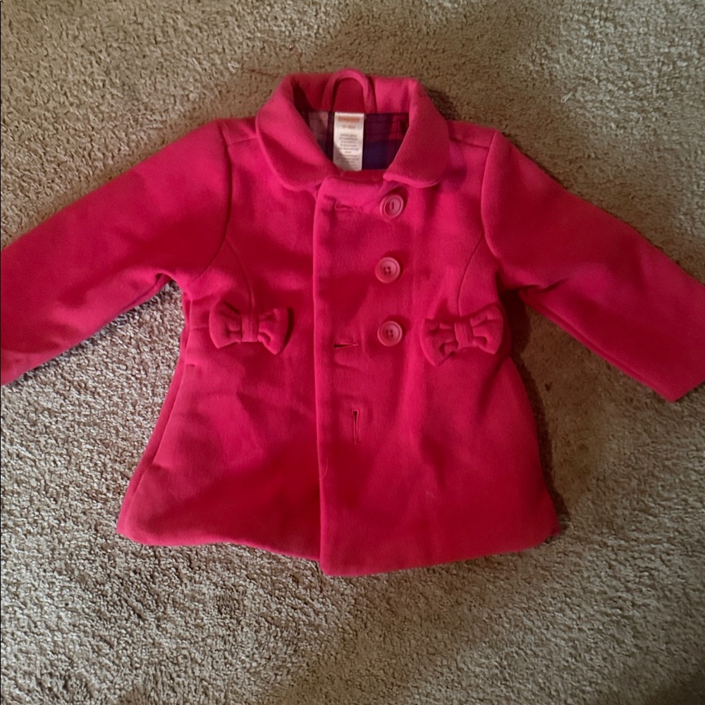 Pink Kids Coat with Bow Accents